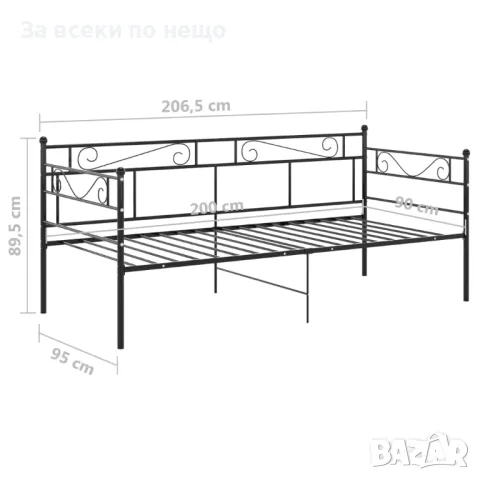 Рамка за разтегателен диван, черна, метал, 90x200 см , снимка 4 - Дивани и мека мебел - 47168298