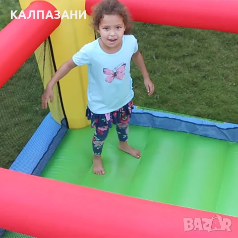 HAPPY HOP Батут замък с пързалка и помпа 253x200x160 9520 , снимка 7 - Надуваеми играчки - 50446733