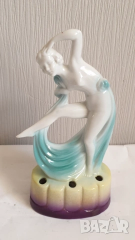 Танцуваща дама с воал Фигурка на цвете жаба Арт Нуво, снимка 5 - Колекции - 53866322