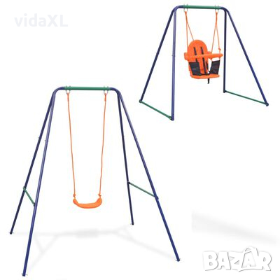 vidaXL 2-в-1 Единична люлка и бебешка люлка, оранжева седалка(sku91362, снимка 1 - Детски люлки - 44972255