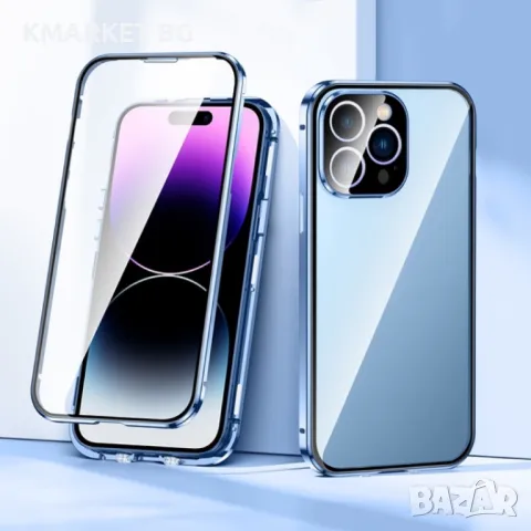 Apple iPhone 15 Удароустойчив Калъф Metal Frame с Магнит 360 Градуса Защита и Протектор, снимка 6 - Калъфи, кейсове - 47310961