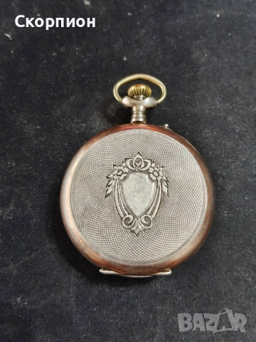 Швейцарски СРЕБЪРЕН джобен часовник 1900г. с позлата - 10 РУБИНА - ПРОМОЦИЯ, снимка 4 - Джобни - 50040865