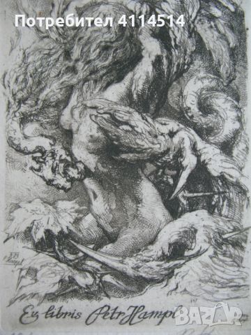  Екслибрис гравюра Еротичен Петър Хампл, снимка 1 - Картини - 45981718