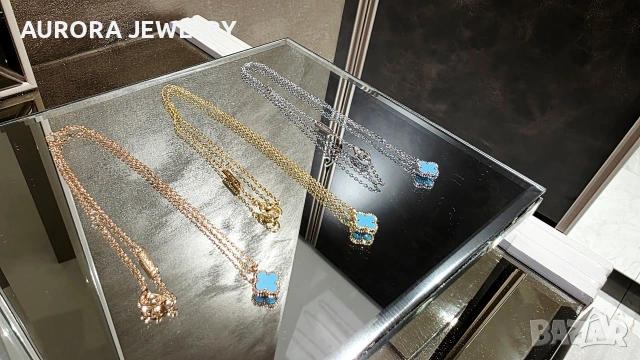 Van Cleef & Arpels VCA Gold Turquoise Sweet Alhambra Clover Дамско Колие, снимка 8 - Колиета, медальони, синджири - 54224642