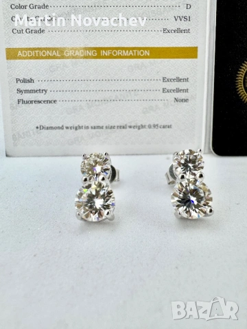 Сребърни обеци с мойсанит (Диамант) 1.5 карата, снимка 2 - Обеци - 53775865