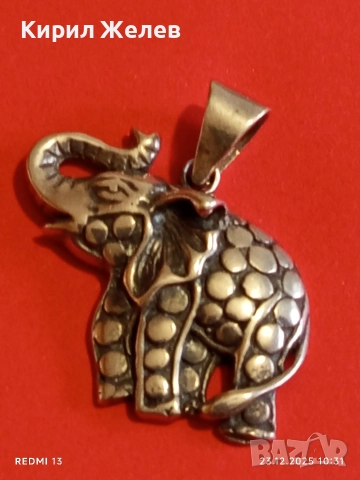 Сребърен медальон с формата на Слон амулет за късмет ювелирна изработка 49808, снимка 7 - Колиета, медальони, синджири - 52882115