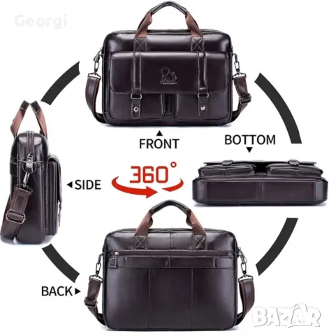 Луксозна Бизнес Чанта (куфарче за лаптоп 15”) Естествена кожа в Промоция!!, снимка 5 - Чанти - 49326371