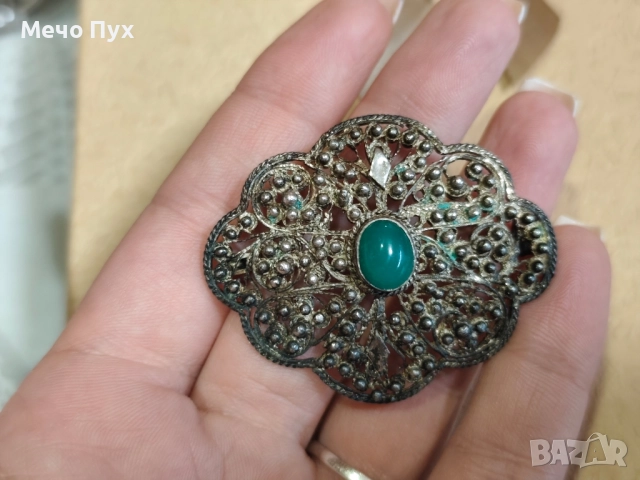 Стара сребърна брошка филигран (12), снимка 2 - Други - 52251024