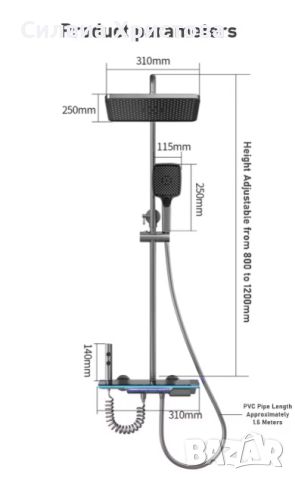 Мултифункционален LED душ комплект, снимка 8 - Душове - 45416814