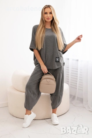 Дамски памучен комплект блуза + панталон, 11цвята , снимка 10 - Комплекти - 46468229