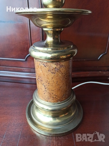 Настолна лампа, корк и месинг, снимка 4 - Настолни лампи - 53397240