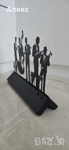 Джаз музиканти–метал, дърво, 30см/ 40см, снимка 4 - Грамофонни плочи - 52170699