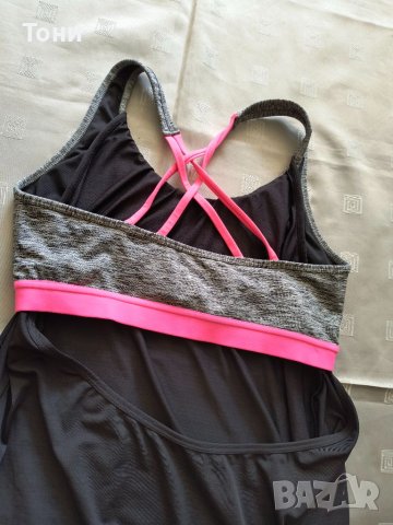 Спортен топ h&m active Black Tank Grey Pink Strap L , снимка 4 - Спортни екипи - 46186401