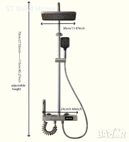 Луксозна Душ Система с Цифров Термометър, Атмосферна LED Светлина и 4 Водни Изхода , снимка 8 - Душове - 50892877