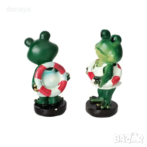 5722 Мини декорация за градина статуетка Жаба с летни дрехи, 12см, снимка 5 - Декорация за дома - 49336161