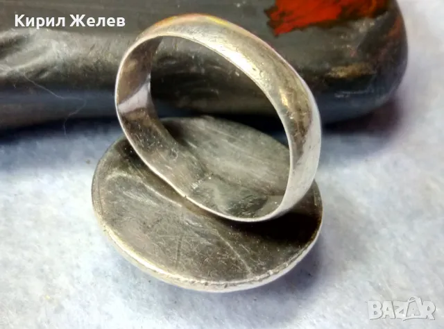 СТАР АРТ НУВО СКЪПОЦЕНЕН СРЕБЪРЕН ПРЪСТЕН СРЕБРО ВИСОКА ПРОБА с ШЛИФОВАН ЛУНЕН КАМЪК 49306, снимка 5 - Антикварни и старинни предмети - 50023473