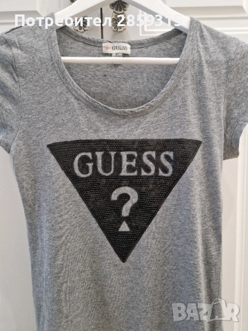 Дамска тениска Guess - размер S, сива с черни пайети