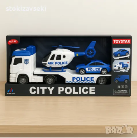 Автовоз с полицейски коли и хеликоптер, "City Police Transporter", снимка 1