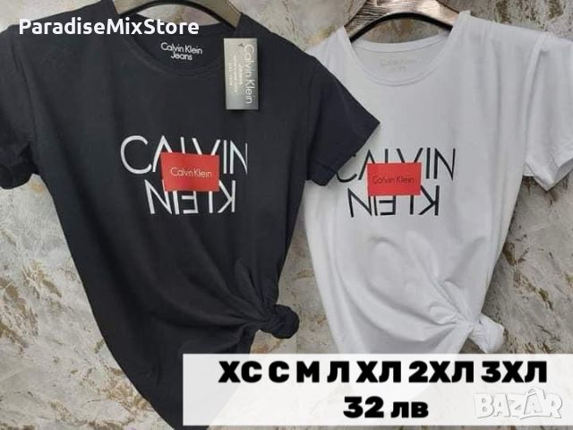 Дамска тениска Calvin Klein в черно и бяло, снимка 1 - Тениски - 46746420