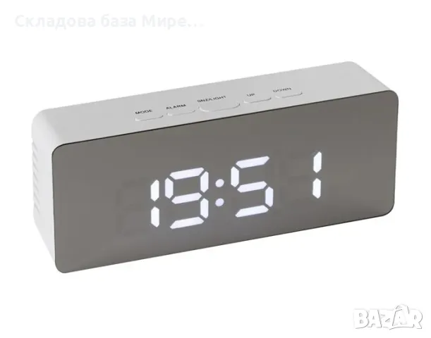 Часовник настолен,Две аларми,Термометар,Влагометар,USB,3 AAA батерии.14,5х4х8 сантиметра , снимка 6 - Стенни часовници - 48325304