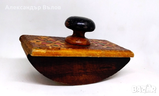 Стара Попивателница за Мастило Пирографирана Попивател Писалка, снимка 2 - Антикварни и старинни предмети - 51681392