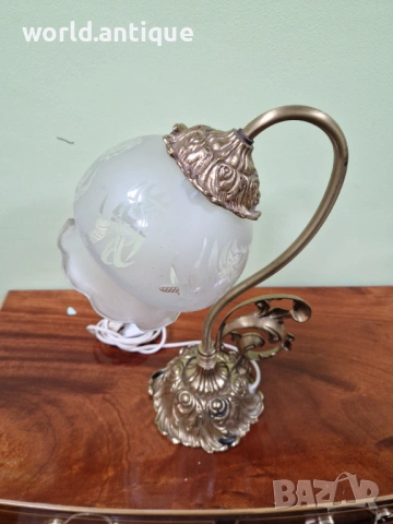 Уникална антикварна английска бронзова настолна лампа Арт Деко , снимка 9 - Настолни лампи - 53285000