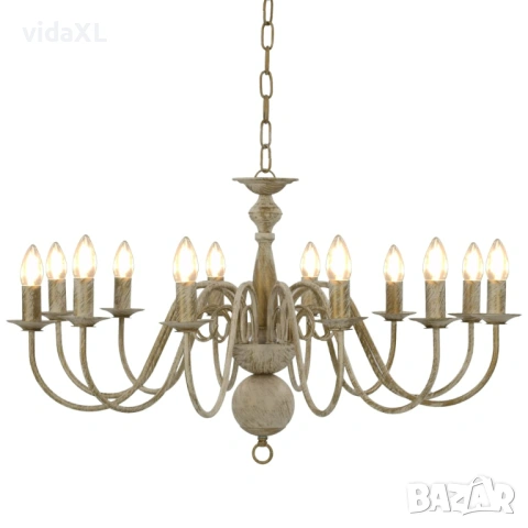 vidaXL Полилей, антично бяло, 12 х Е14 крушки(SKU:281620)
