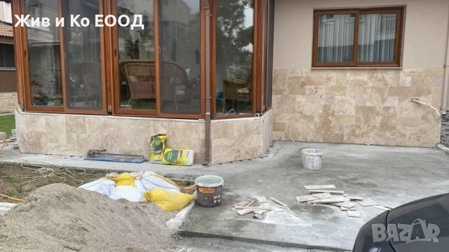 Травертин шлайфан 30×60×1.2 см + френч патерн и стъпала, снимка 7 - Облицовки - 50986020