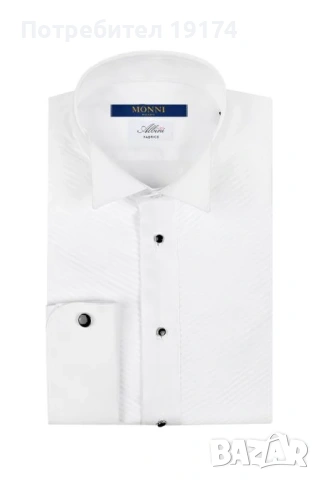 Мъжка риза за смокинг с черни копчета MONNI Milano Лукс, снимка 2 - Ризи - 53815857