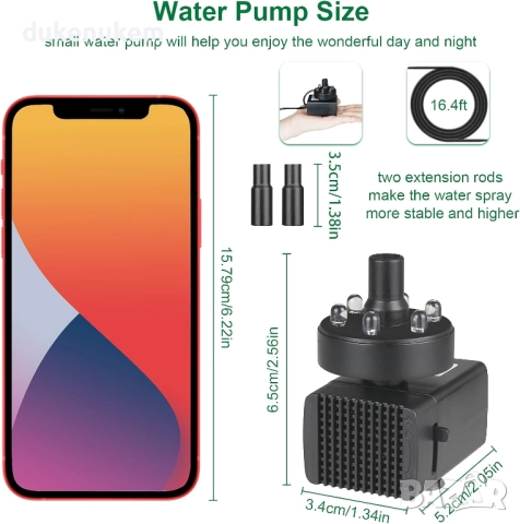 Електрически фонтан с LED светлини, регулируем дебит, 7 дюзи и 5 м кабел, снимка 2 - Градински мебели, декорация  - 52521312