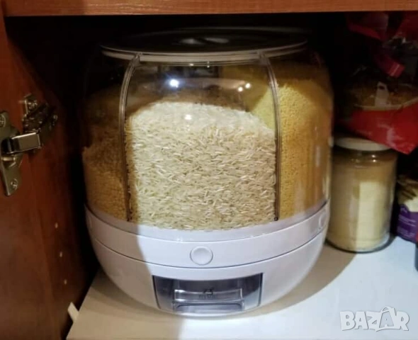 Диспенсър за зърнени храни, 6 отделения\7.5л., въртяща основа, Бял, снимка 4 - Други - 53087913