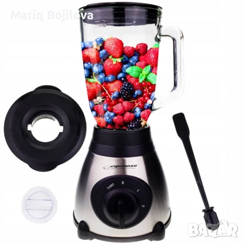 Блендер Esperanza, 500W, 1.5л., Стъклена кана, Инокс черен, снимка 1