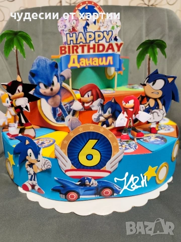 Картонена торта Соник