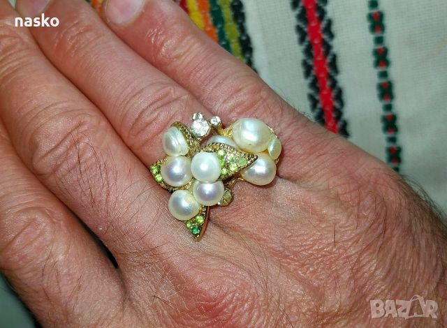 Дамски пръстен с перли, снимка 15 - Антикварни и старинни предмети - 46446968