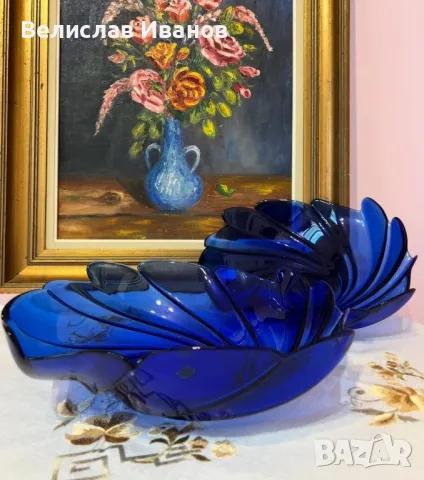 Винтидж стъклени купи на Arcoroc в перфектно състояние. Кобалтово синьо., снимка 3 - Антикварни и старинни предмети - 49871425