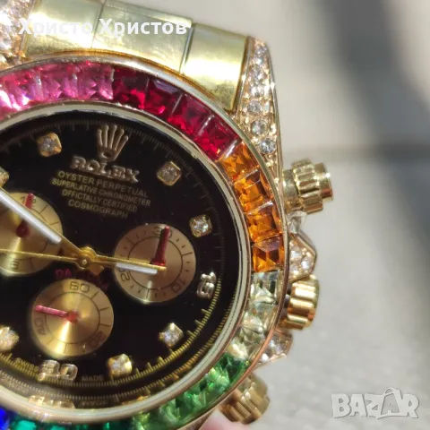 Мъжки луксозен часовник Rolex Daytona Rainbow 🌈 gold , снимка 4 - Мъжки - 47008694