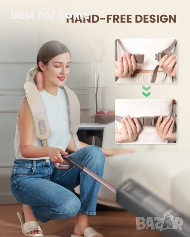  Heycool Безжичен шиацу масажор за врата и раменете- три режима на масаж и регулируеми скорости, снимка 5 - Други - 53753346