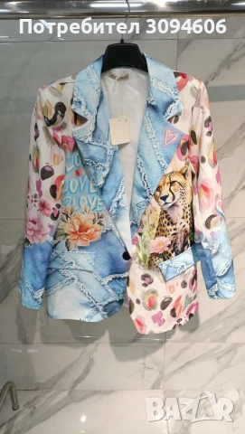 Дамско сако с цветен принт, снимка 5 - Сака - 53131541