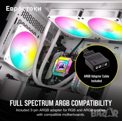 Комплект вентилатори Corsair iCUE AR120 RGB, 120 мм PWM, Triple Pack, цвят: бяло, снимка 7 - Други - 47793664