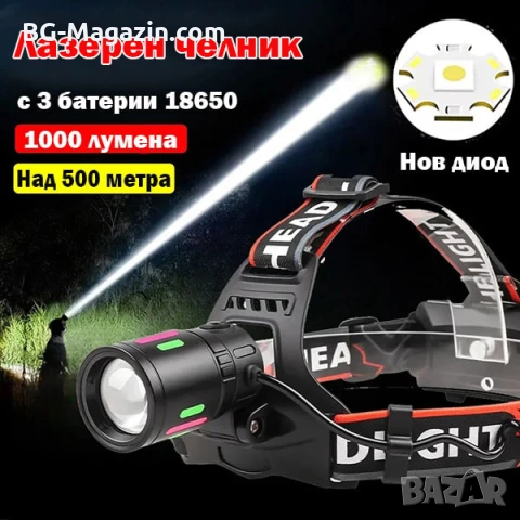 Професионален мощен далекобоен лед лазерен челник за глава риболов каска лов Power Bank PM10-TG