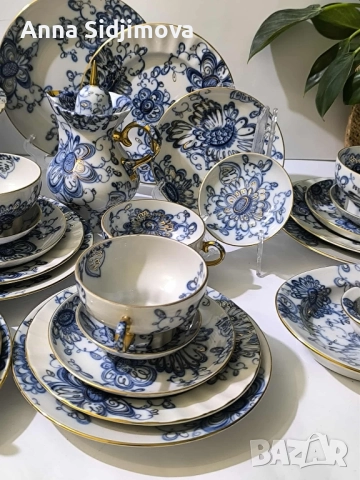 Руски порцелан ЛФЗ сервиз за чай , снимка 2 - Сервизи - 52252368