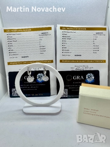 Сребърни обеци с мойсанит (Диамант) 0.5 карата, снимка 2 - Обеци - 52808784