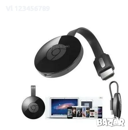 Приемник Chromecast свързващ телефон с телевизор, снимка 2 - Приемници и антени - 53837480