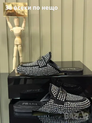 Prada Дамски Затворени Чехли С Кристали Прада - 2 Налични Цвята Код E263, снимка 5 - Чехли - 50413072