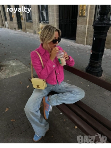 Дамско Късо Розово Сако, снимка 2 - Сака - 52216102