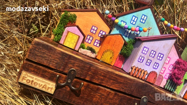 Ръчно изработена дървена закачалка, снимка 3 - Декорация за дома - 50925375