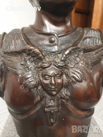 35см-14кг Ruocco статуя-бюст/стара италианска бронзова скулптура/фигура на римски император, снимка 12 - Статуетки - 53035118