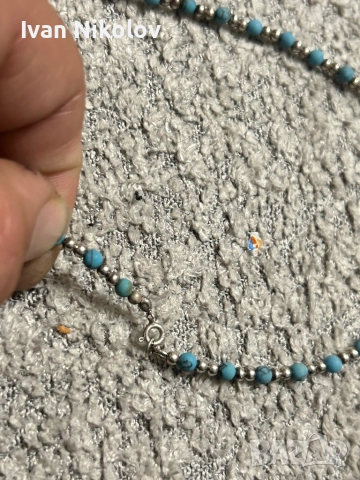 Дамски сребърен комплект с тюркоаз, снимка 4 - Колиета, медальони, синджири - 52931968