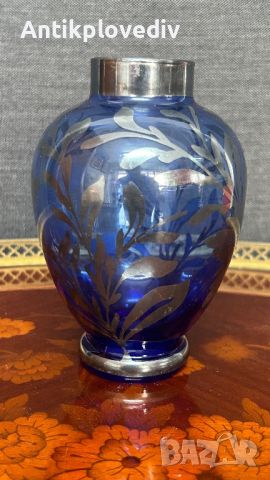 Кристална ваза Bohemia със сребро, снимка 2 - Вази - 45334658