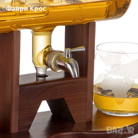 Комплект стъклена бутилка Буре 1000мл, 2бр чаши x 200мл, корпоративен подарък за мъже, диспенсър, снимка 4 - Подаръци за мъже - 52798565